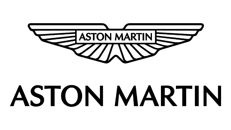 Aston Martin logo with winged design and text below