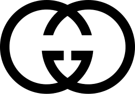 Black interlocking G's logo on a dark green background