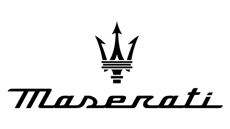 Maserati logo with a trident emblem above the brand name.
